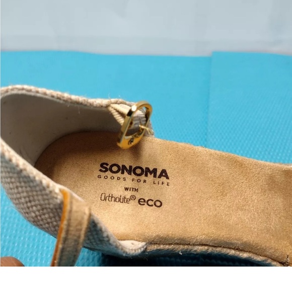 NWT SONOMA ECO ORTHOLITE COMFORT FOAM INSOLES GOLD GLITTERY ESPADRILLE SANDAL 8M - Picture 5 of 8